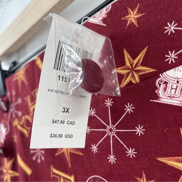 HOT TOPIC X HARRY POTTER Skirt Size 3X Retro Holiday NWT Stretch Casual Curvy - Picture 8 of 16